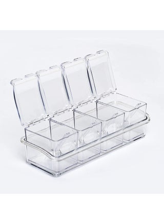 Takositio Crystal Seasoning Box Kitchen Acrylic Transparent Spice Jar Box Case Set Storage Container Condiment Jars Dispenser for Salt Sugar Cruet with Cover and with Serving Spoons Set of 4 - pzsku/ZBCFB8F224E0F982680DAZ/45/1748265260/b39dbe0a-df23-4695-beeb-342d67a40e94