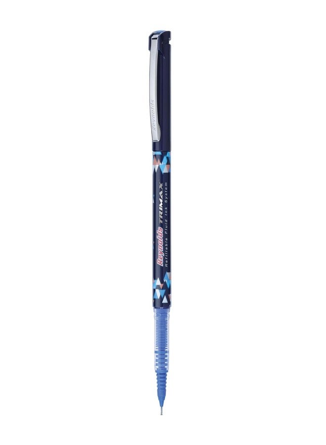 Reynolds TRIMAX RollerBall Pen SET - 1 PEN BLUE | ROLLER BALL PEN FOR WRITING | PEN FOR STUDENTS & OFFICE STATIONERY | 0.5 mm TIP SIZE - Image 4