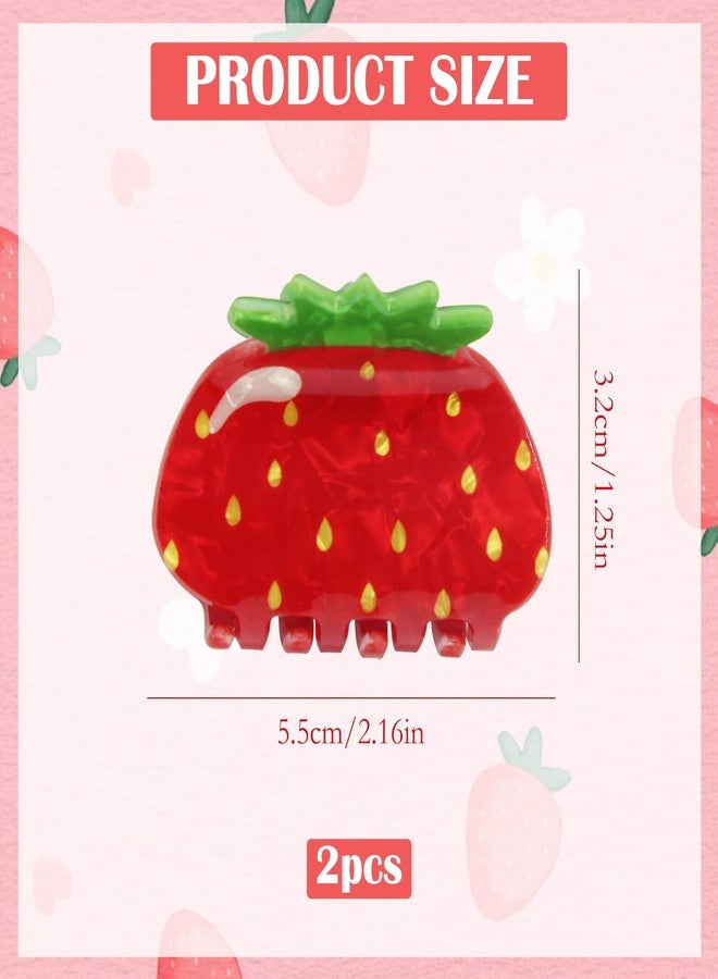 CYUXING 2Pcs Cute Strawberry Hairpins Supplies, Elegant & Refined Strawberry Hair Accessories Gifts for Women, Good Size Small Personalized Clips Accessories Supplies - Image 2