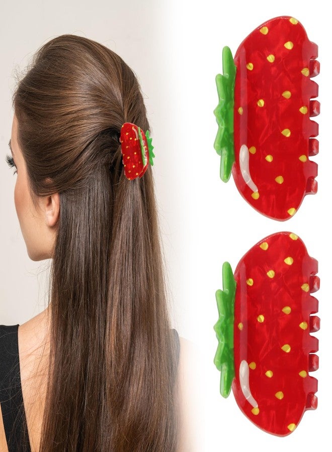 CYUXING 2Pcs Cute Strawberry Hairpins Supplies, Elegant & Refined Strawberry Hair Accessories Gifts for Women, Good Size Small Personalized Clips Accessories Supplies - Image 1