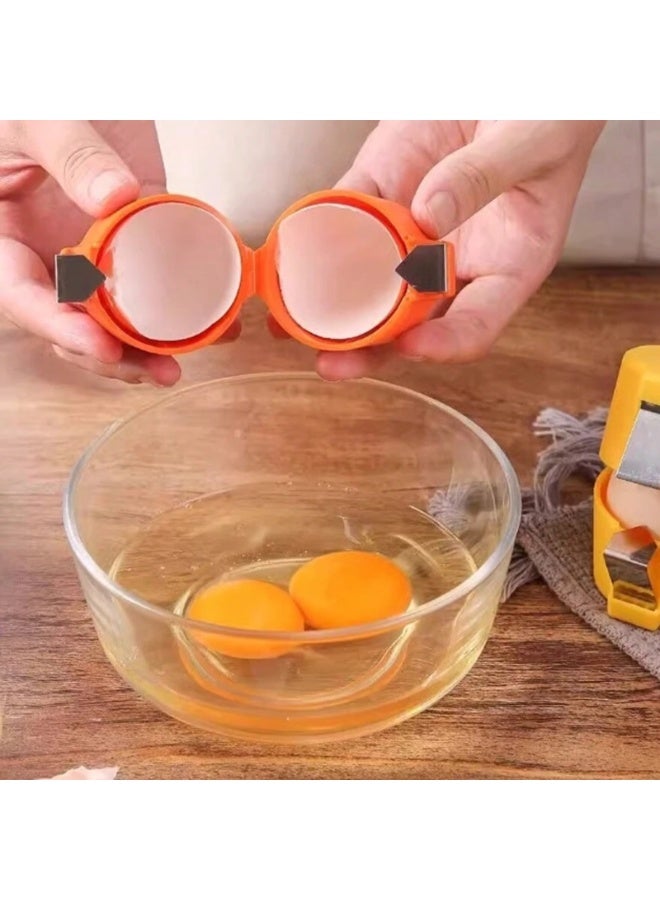 2pcs (orange+yellow) eggshell opener, dedicated egg crusher for raw eggs, boiled egg sheller, egg block separator handheld, stainless steel eggshell crusher, eggshell cutter, kitchen small tool  - Image 4