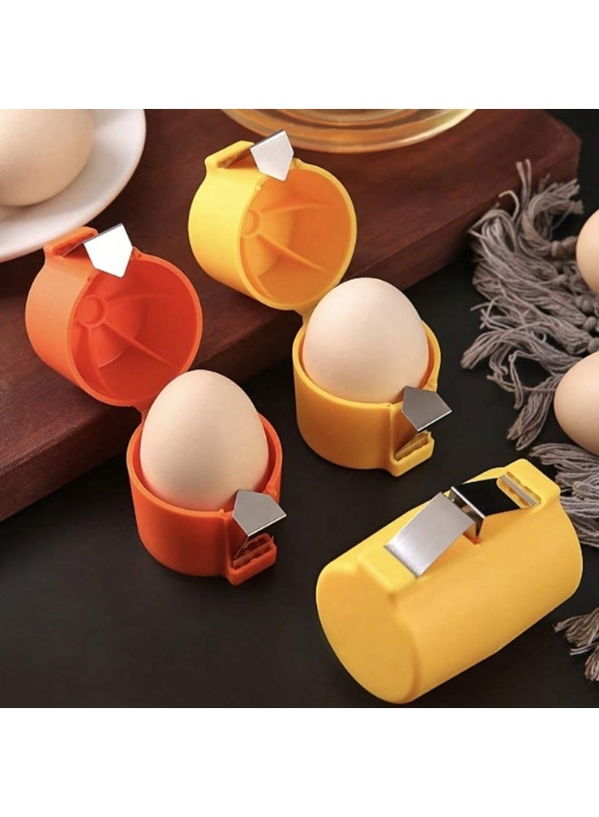 2pcs (orange+yellow) eggshell opener, dedicated egg crusher for raw eggs, boiled egg sheller, egg block separator handheld, stainless steel eggshell crusher, eggshell cutter, kitchen small tool  - Image 1