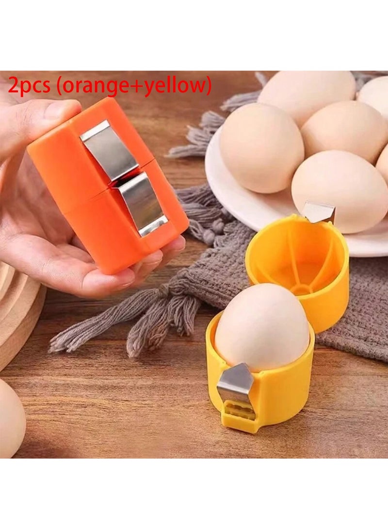 2pcs (orange+yellow) eggshell opener, dedicated egg crusher for raw eggs, boiled egg sheller, egg block separator handheld, stainless steel eggshell crusher, eggshell cutter, kitchen small tool  - Image 3