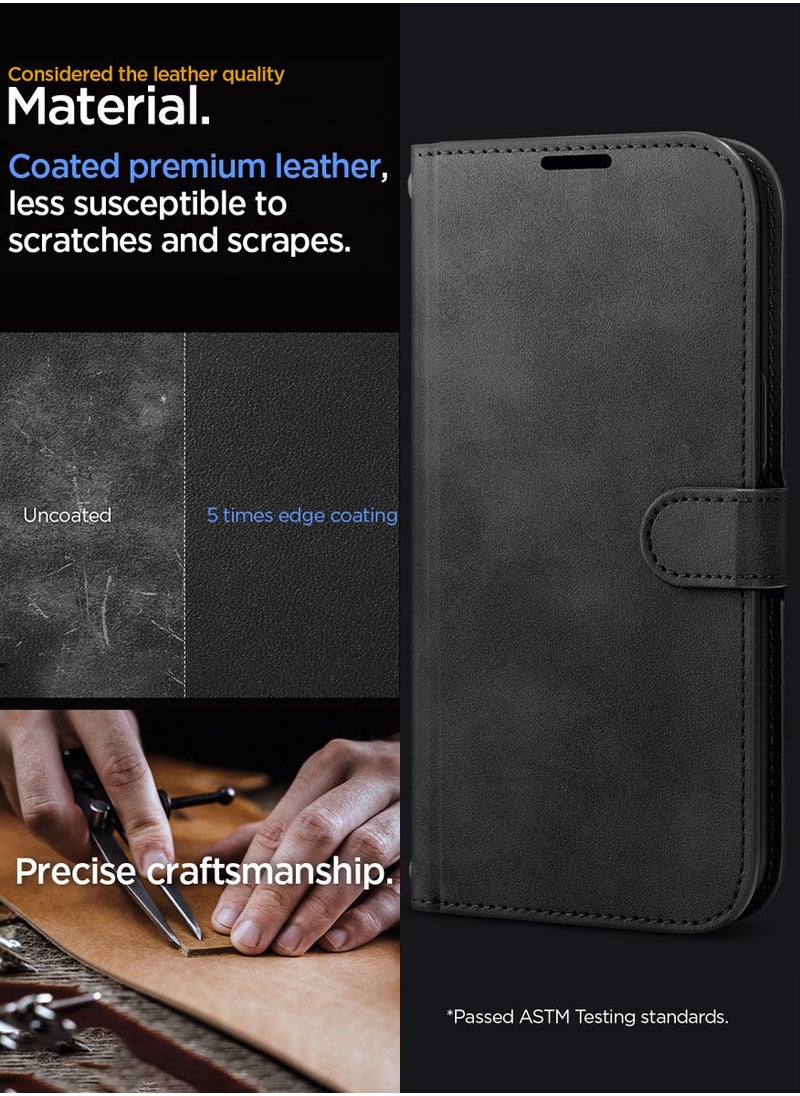 Spigen Wallet S Pro for iPhone 15 Pro MAX Case Cover Premium Leather with Wrist Strap/Body Strap - Black  - Image 3