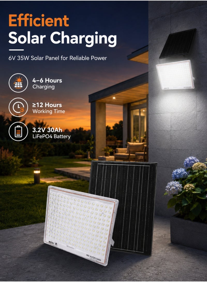 MODI Solar Flood Light Outdoor 1200W, 4M Cable Length, LED Security Lamp with Remote & Timer, 6500K Cool White, Wall Yard Garden Lighting - Image 4