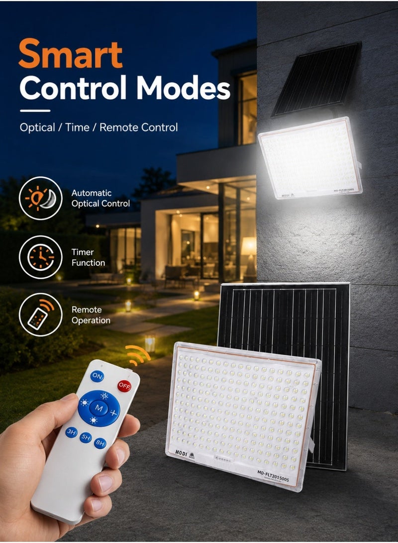MODI Solar Flood Light Outdoor 1200W, 4M Cable Length, LED Security Lamp with Remote & Timer, 6500K Cool White, Wall Yard Garden Lighting - Image 5