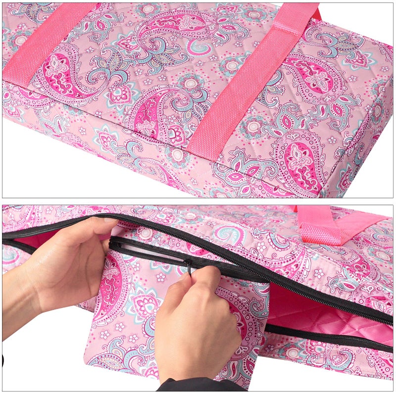 GUSTARIA Empty Mahjong Bag,Thickened Pink Printed American Mahjong Game Set, Tiles Bag and Mahjong Racks&Pushers Drawstring Bag Included (Case Only) - Image 5