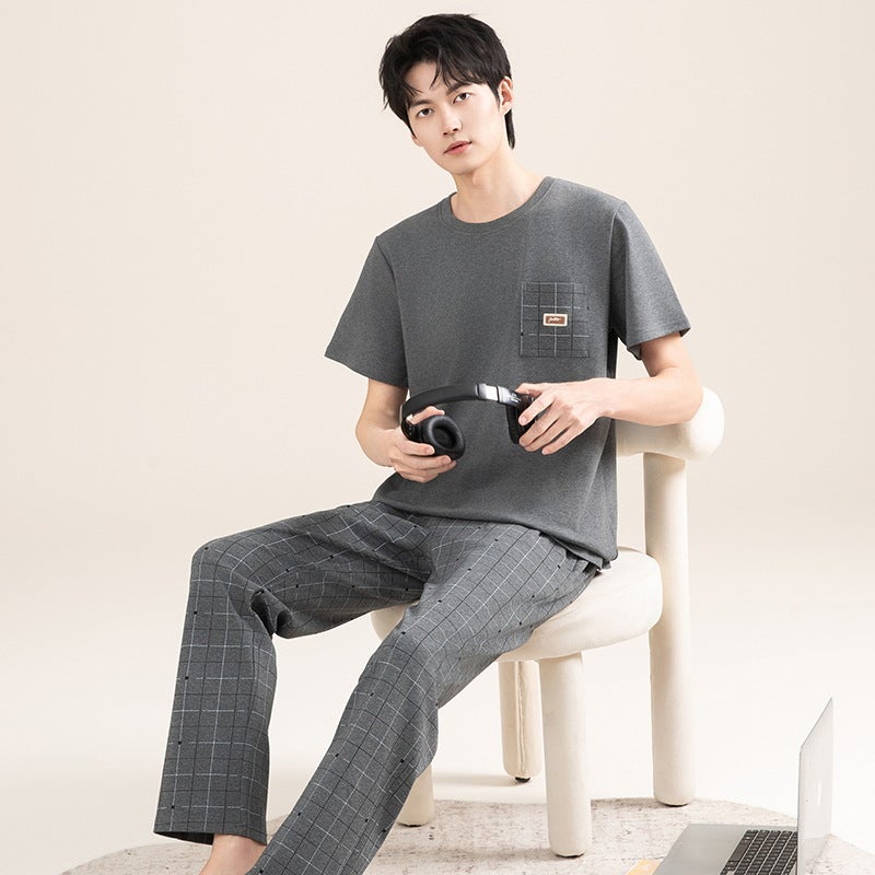 Men's Cotton Striped Short-sleeve Pajama Set - Image 1