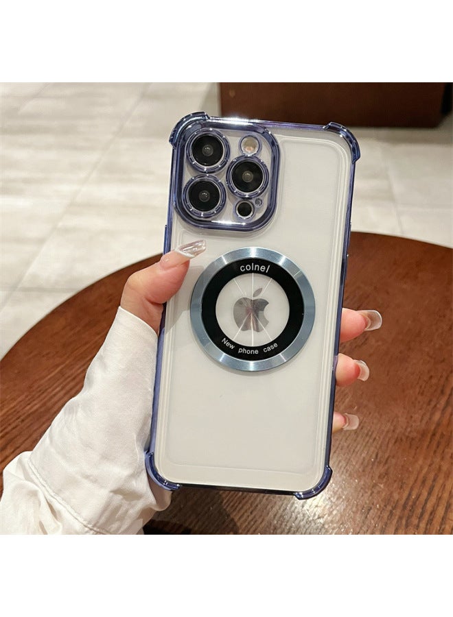 Four Corner Drop-resistant Electroplating For Apple 16pro Double Ring Magnetic Mobile Phone Case Iphone12/14 Simple Protective Cover