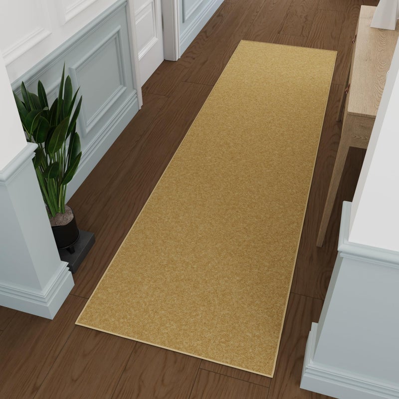 Ottomanson Hallway Runner Rug 27 x 910 Non Slip Solid Area Rugs Easy to Clean Laundry Rug Runner Durable Pet Friendly Floor Carpet Runners for Hallways Entryway Living Room Kitchen Beige