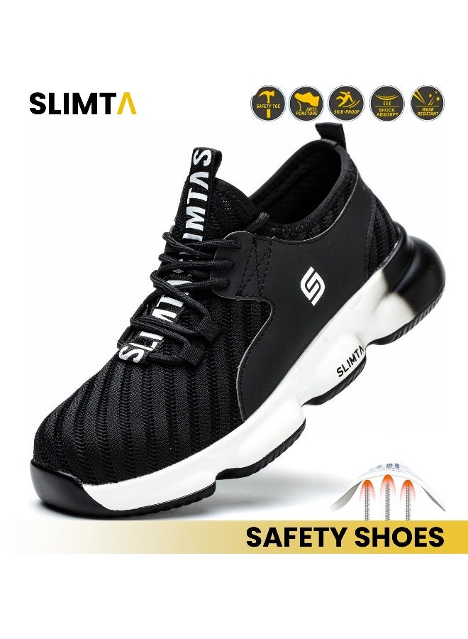 SLIMTA Men Women Safety Shoes Non-Slip Steel Toe Cap Trainers Mesh Breathable Lightweight Comfortable Puncture Proof Industrial Shoes - Image 1