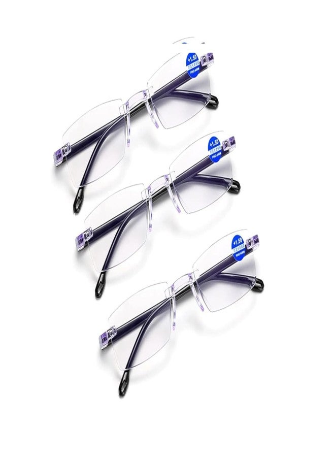 CRIBA Combo Pack of 3 Rimless Blue Cut Reading Glass+1.00+1.25+1.50+1.75 +2.00+2.25 +2.50+2.75+3.00 Single Vision Power Eyeglass-Vol 1 (+1.50) - Image 1