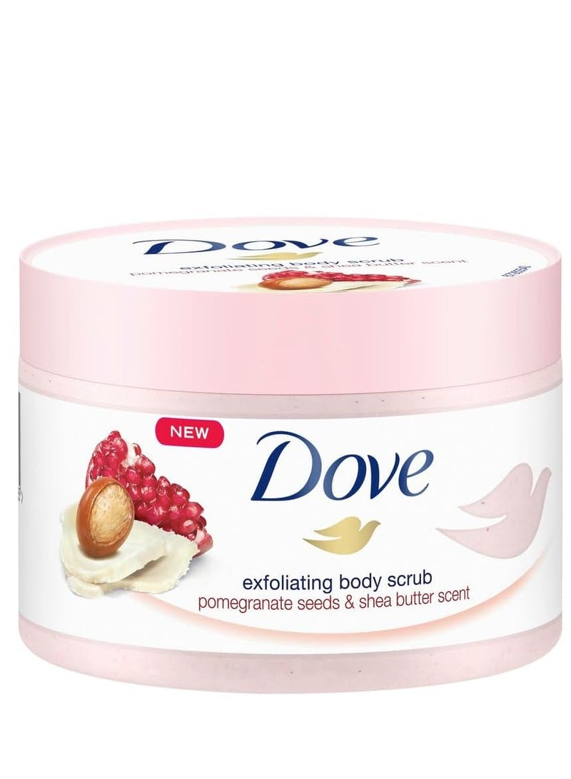 دوف مقشر ومقشر لطلاء الجسم من دوف، برائحة الرمان وزبدة الشيا، مع نصف كريم مرطب، 225 مل - Image 1