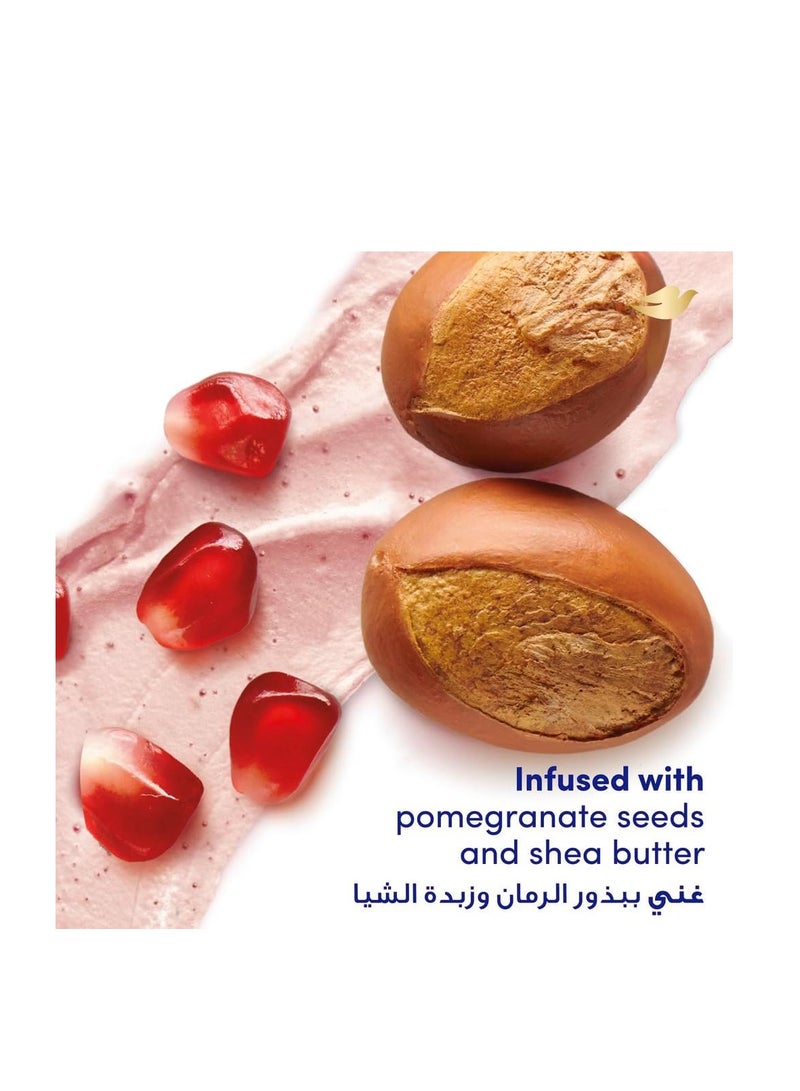 دوف مقشر ومقشر لطلاء الجسم من دوف، برائحة الرمان وزبدة الشيا، مع نصف كريم مرطب، 225 مل - Image 3