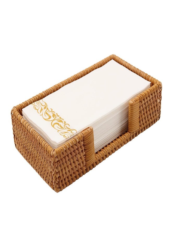 Shonmogar Guest Towel Holder, Rattan Napkin Holder, Wicker Bathroom Napkin Holder Tray, Flat Guest Towel Holder Tray for Toilet Table Restaurant, Honey Brown - Image 1