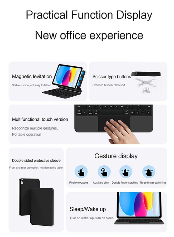 REMAX 【English and Arabic】Magic Keyboard Case For iPad 11th/10th (A16, 2025)Generation, 2025 iPad 11-inch 7-color Backlit Magnetic Case With Smart Trackpad And Hook Stand, Upgraded Magnetic Tablet Keyboard Case With Digital Display - Image 5
