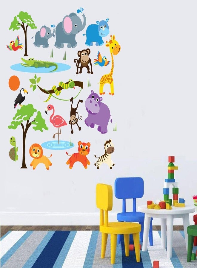 Sticker Studio ملصقات جدارية من ستيكر ستوديو بتصميم حيوانات لتزيين المنزل، غرفة الأطفال، روضة الأطفال، غرفة المعيشة (فينيل PVC، المقاس - 96 سم × 81 سم) - Image 2