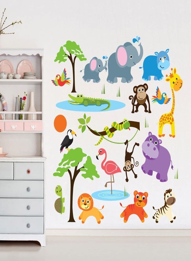 Sticker Studio ملصقات جدارية من ستيكر ستوديو بتصميم حيوانات لتزيين المنزل، غرفة الأطفال، روضة الأطفال، غرفة المعيشة (فينيل PVC، المقاس - 96 سم × 81 سم) - Image 3
