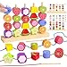 Melofaver Montessori Toys for 3 4 5 Year Old Wooden Fruit Toddler Stacking Toys Stacking Blocks Lacing Beads Shape Sorter Toy for Toddler STEM Preschool Learning Toys for Kids Boys Girls - Image 2