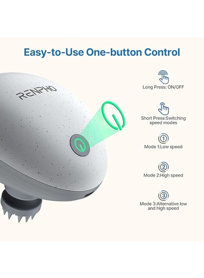 رينفو جهاز تدليك فروة الرأس الكهربائي RENPHO، جهاز تدليك رأس محمول مقاوم للماء مع 4 رؤوس قابلة للتبديل، مدلك يدوي لتحفيز نمو الشعر - Image 4