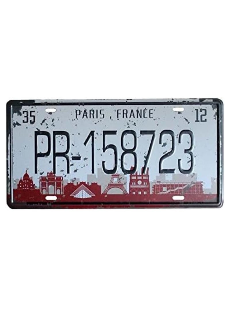 Generic Paris France PR Stainless Steel Number Plate | Vintage European Style License Plate | Durable & Rust-Proof Car Decor | Authentic French Number Plate for Home, Office, or Garage Wall Decoration  - Image 1