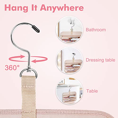 Wedama Toiletry Bag for Women, Large Cosmetic Travel Bag, Hanging Toiletry Bag for Bathroom, Thickened PVC Waterproof Travel Makeup Bag, Toiletries Bag for Travel Business Trips and Camping, Pink - Image 5