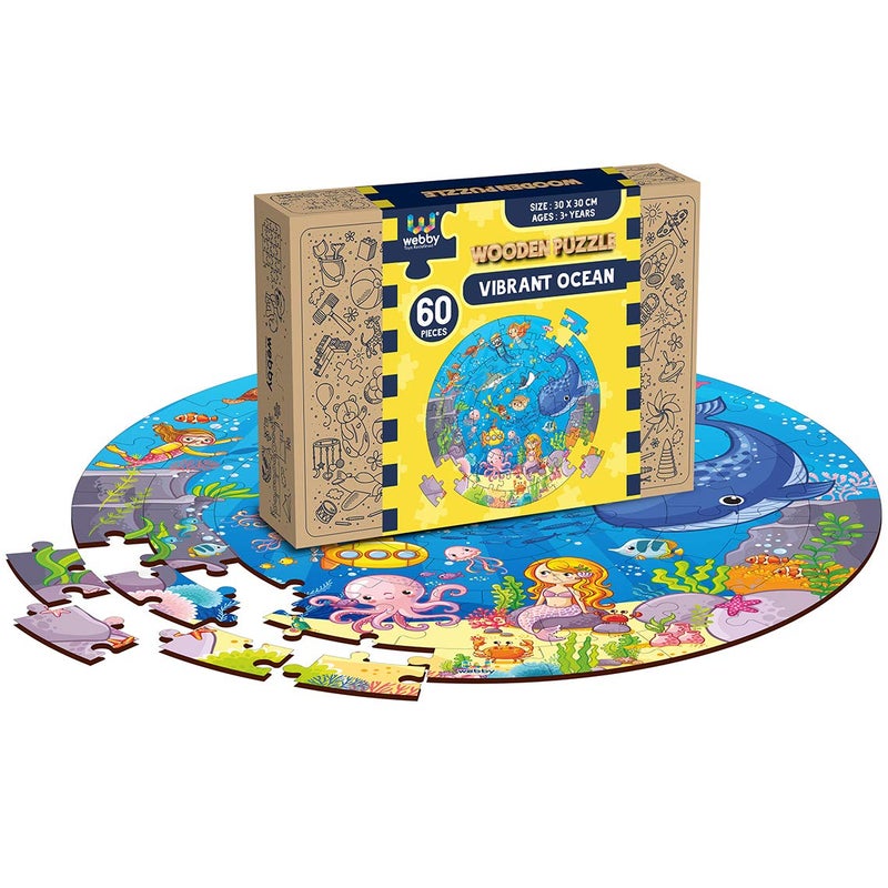 Webby Wooden Ocean Jigsaw Puzzle, 60 Pcs, Multicolor - Image 2