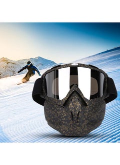 Thoraya Unisex Outdoor Motocycle Helmet Goggles Detachable Face Mask Lens Glasses (Black & Gold)  - Image 5