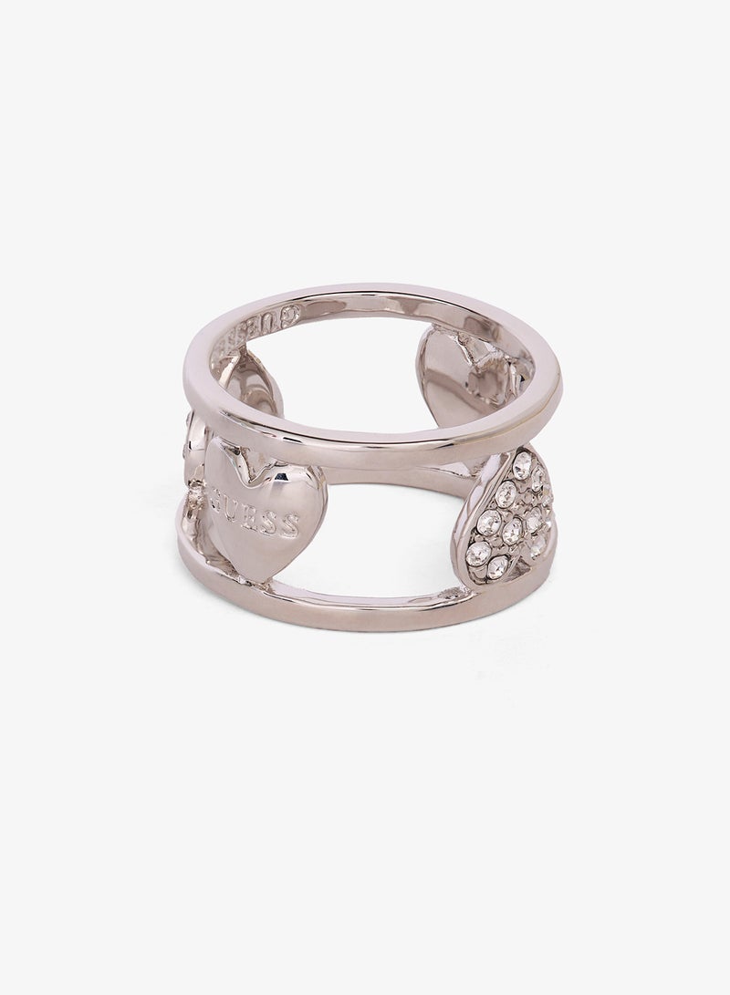 GUESS Two Bars & Hearts Ring - Image 1