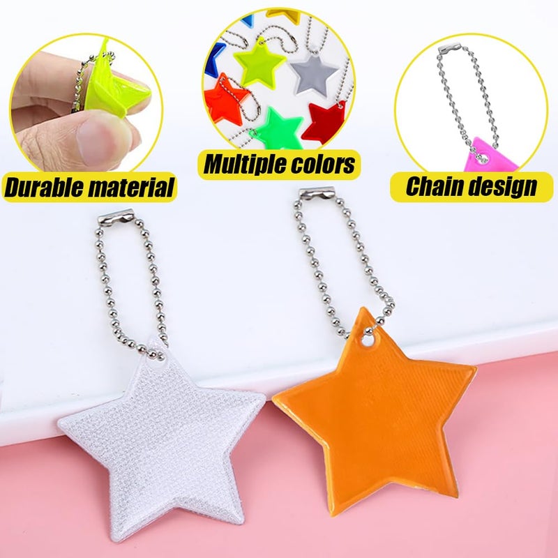 TRKETK 50 Pieces Reflective Pendant Safety Reflector Kids Star Shaped Reflective Labels Key Rings for Jackets, Backpack, Running, Cycling - Image 4