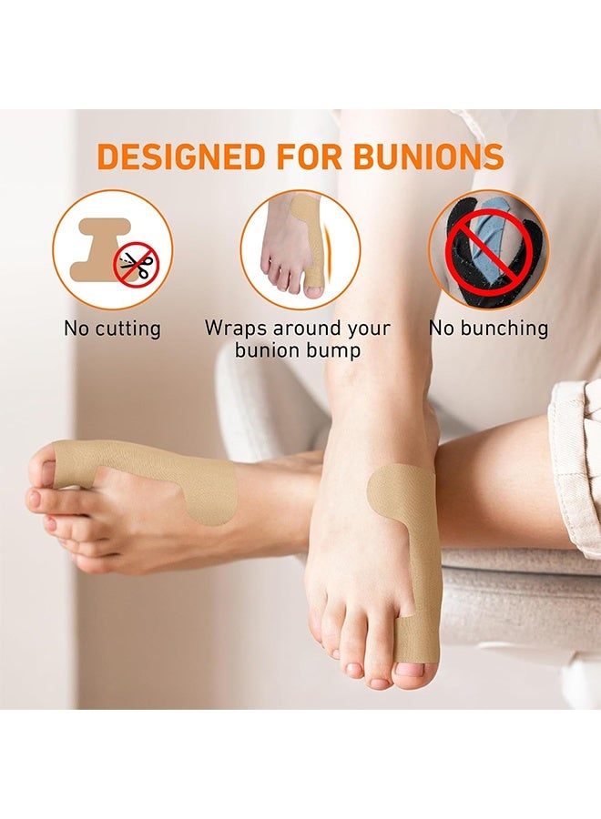 MXN 40 Pcs Precut Kinesiology Tape for Bunion Elastic Waterproof Sports Tapes - Adhesive Bunion Corrector for Big Toe Breathable Bunion Tape Invisible Shoe-Friendly Toe Corrector Straightener for Bunion Corrector Pain Relief - Image 5