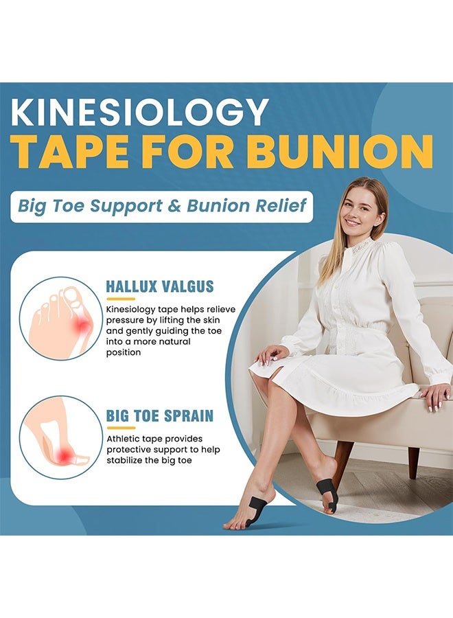 MXN 40 Pcs Precut Kinesiology Tape for Bunion Elastic Waterproof Sports Tapes - Adhesive Bunion Corrector for Big Toe Breathable Bunion Tape Invisible Shoe-Friendly Toe Corrector Straightener for Bunion Corrector Pain Relief - Image 3