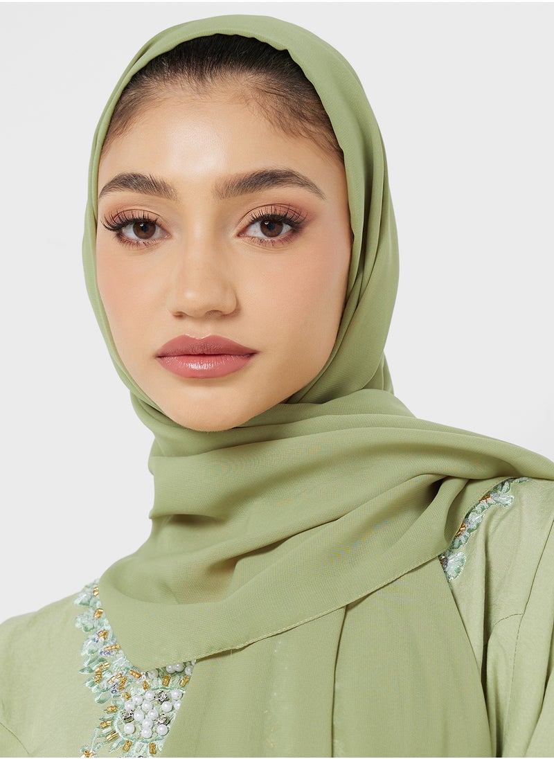 hayas closet Embellished Abaya with Sheila  - Image 4