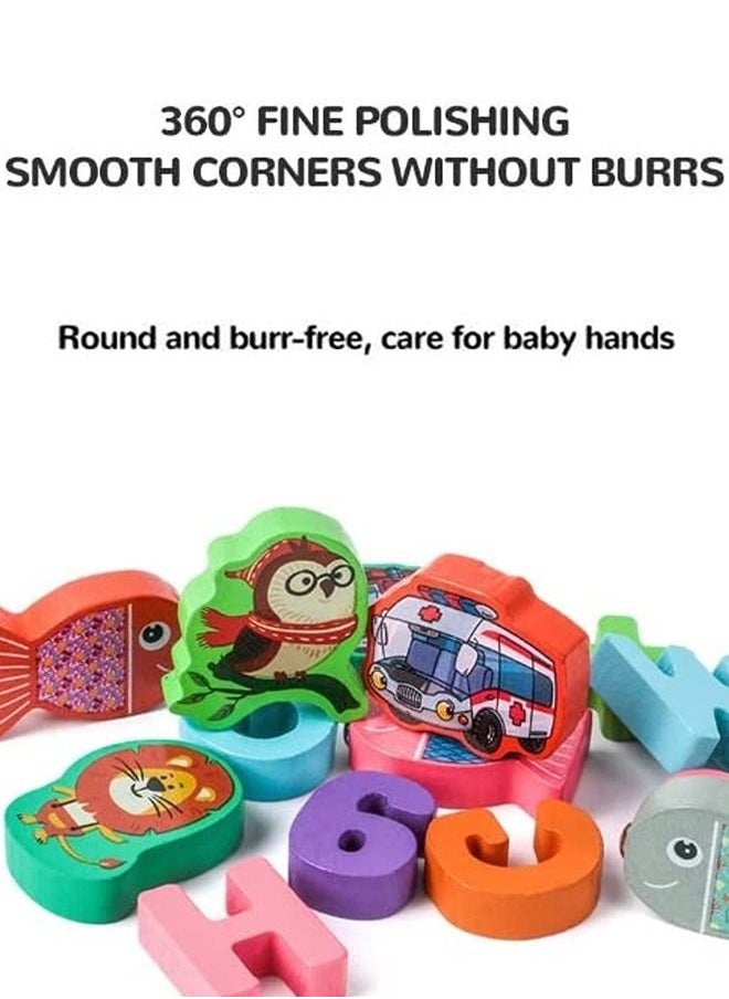 BAYBEE 6 In 1 Wooden Number Puzzle Toys For Kids Montessori Toys With Xylophone, Alphabets, Numbers, Shapes Sorting, Fish Catching Board Games Educational Learning Toy For Kids 3+Years Boys Girls  - Image 5