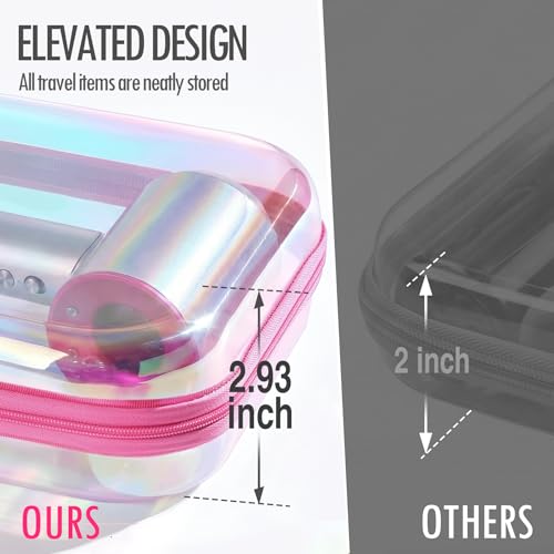 MKOSAB Clear Hard Shell Zipper Case, 2 Pack TSA-Approved Travel Toiletry Bag, Waterproof Cosmetic Bag, CLear Diaper Bag, Hair Tool Organizer, Toy Storage Bin,Travel Makeup Bag & Travel Essential (Pink) - Image 4