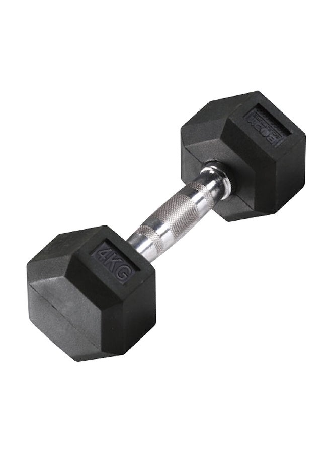 BODY SCULPTURE Hex Shaped Rubber Coated Dumbbell Black and Silver 4 kg BW-460-4KG - Image 3