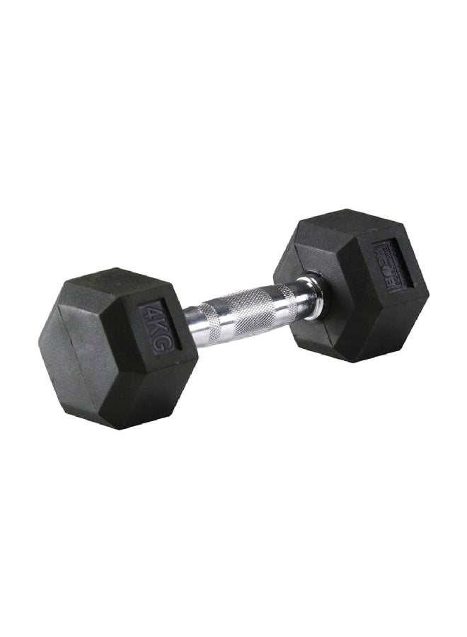 BODY SCULPTURE Hex Shaped Rubber Coated Dumbbell Black and Silver 4 kg BW-460-4KG - Image 2