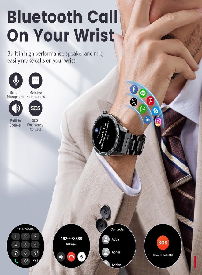 لييج ساعة LIGE العسكرية الذكية للرجال (إجراء واستقبال المكالمات)، شاشة AMOLED عالية الدقة 1.43 بوصة، جهاز تتبع اللياقة البدنية مع أكثر من 110 وضع رياضي، مراقبة معدل ضربات القلب والنوم على مدار الساعة، ساعة ذكية مقاومة للماء بمعيار IP68 متوافقة مع نظامي Android وiOS - Image 3