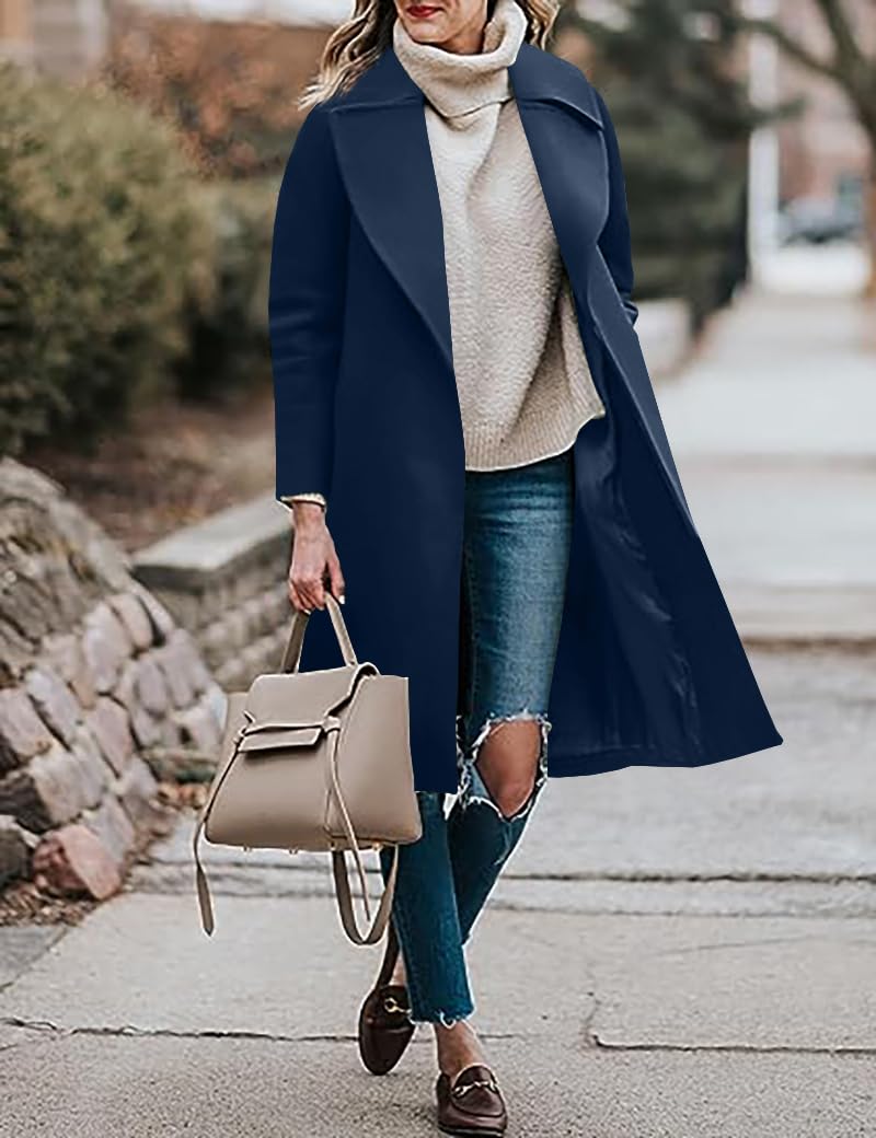 BZB Women's Pea Coats Elegant Notched Collar Double Breasted Winter Long Overcoat Jackets - Image 1