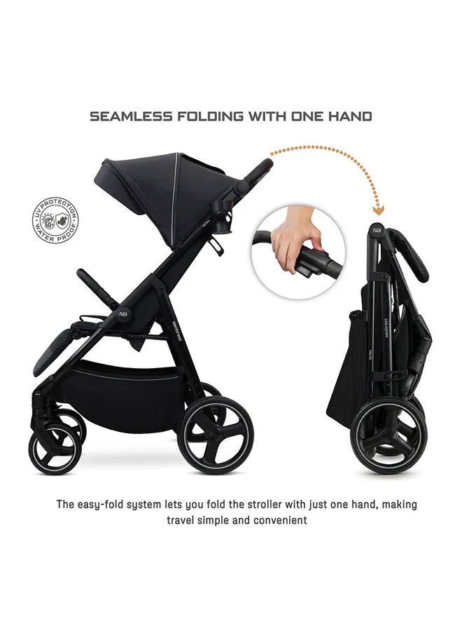 neobreez TETRA Ultra-Compact Lightweight Travel All-Terrain Toddler Baby Stroller, Baby Trolley Pushchair Buggy W/Cup Holder, One Hand Fold Deep&Wide Seat, Waterproof UPF 50+ Canopy, 0-4yrs,  22kg, 3yrs Warranty