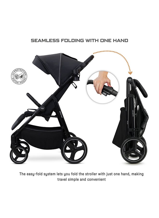 neobreez TETRA Ultra-Compact All-Terrain Baby Toddler Stroller,  Pushchair Buggy, One Hand Fold Deep And Wide Seat, UV And Waterproof Canopy,  Bag, Phone And Cup Holder And Toy Strap, LED lights, 0-4yrs, 22kg, 3yrs Warranty  - Image 3