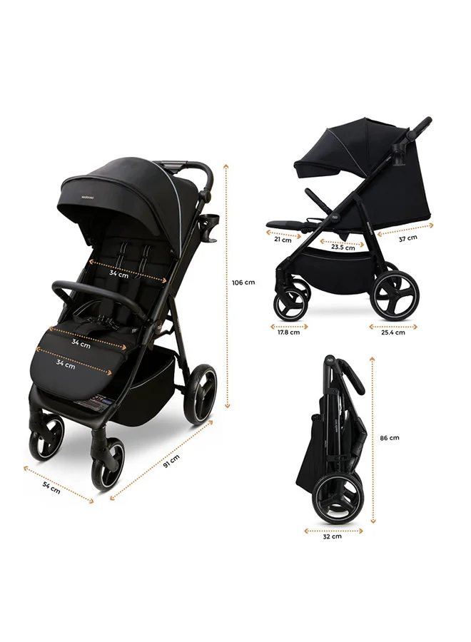 neobreez TETRA Ultra-Compact Lightweight Travel All-Terrain Toddler Baby Stroller, Baby Trolley Pushchair Buggy W/Cup Holder, One Hand Fold Deep&Wide Seat, Waterproof UPF 50+ Canopy, 0-4yrs,  22kg, 3yrs Warranty