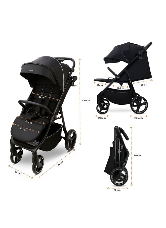 neobreez TETRA Ultra-Compact All-Terrain Baby Toddler Stroller,  Pushchair Buggy, One Hand Fold Deep And Wide Seat, UV And Waterproof Canopy,  Bag, Phone And Cup Holder And Toy Strap, LED lights, 0-4yrs, 22kg, 3yrs Warranty  - Image 5