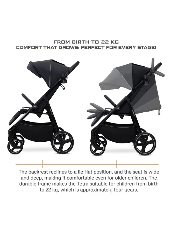 neobreez TETRA Ultra-Compact Lightweight Travel All-Terrain Toddler Baby Stroller, Baby Trolley Pushchair Buggy W/Cup Holder, One Hand Fold Deep&Wide Seat, Waterproof UPF 50+ Canopy, 0-4yrs,  22kg, 3yrs Warranty