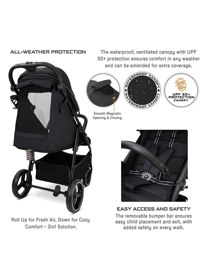 neobreez TETRA Ultra-Compact Lightweight Travel All-Terrain Toddler Baby Stroller, Baby Trolley Pushchair Buggy W/Cup Holder, One Hand Fold Deep&Wide Seat, Waterproof UPF 50+ Canopy, 0-4yrs,  22kg, 3yrs Warranty