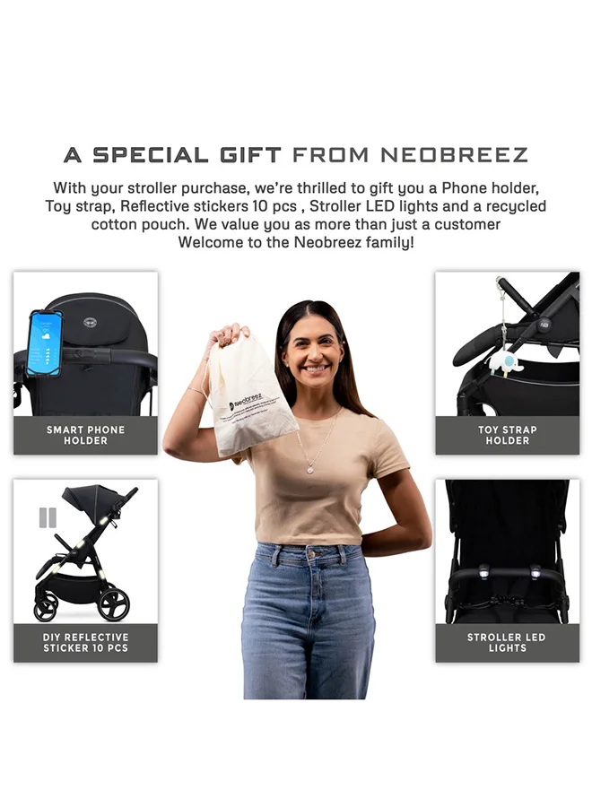 neobreez TETRA Ultra-Compact Lightweight Travel All-Terrain Toddler Baby Stroller, Baby Trolley Pushchair Buggy W/Cup Holder, One Hand Fold Deep&Wide Seat, Waterproof UPF 50+ Canopy, 0-4yrs,  22kg, 3yrs Warranty