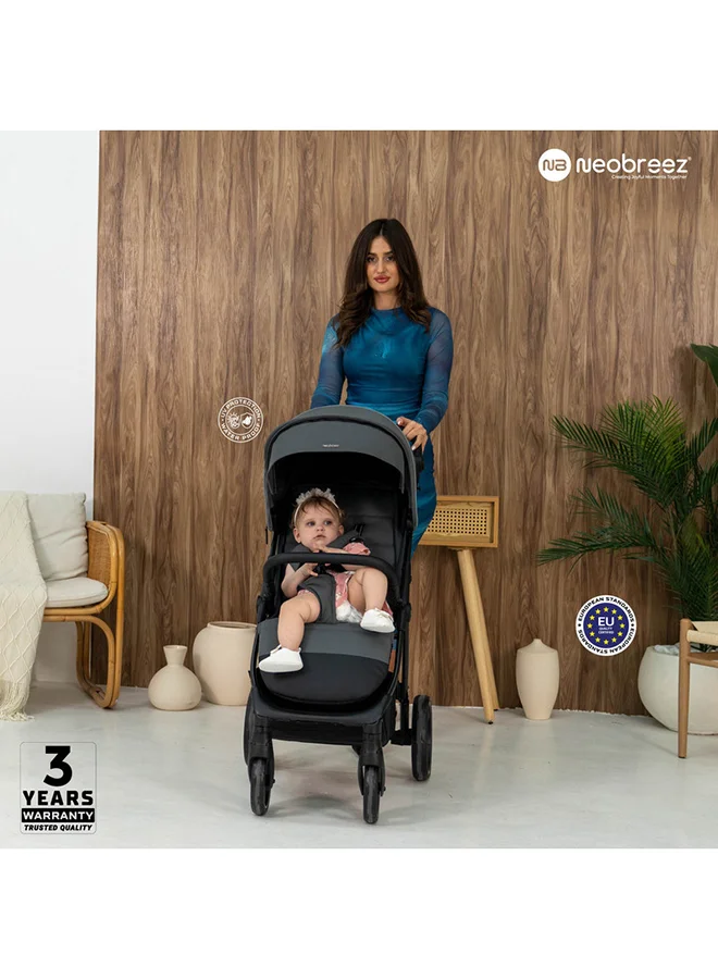 neobreez TETRA Ultra-Compact Lightweight Travel All-Terrain Toddler Baby Stroller, Baby Trolley Pushchair Buggy W/Cup Holder, One Hand Fold Deep&Wide Seat, Waterproof UPF 50+ Canopy, 0-4yrs,  22kg, 3yrs Warranty