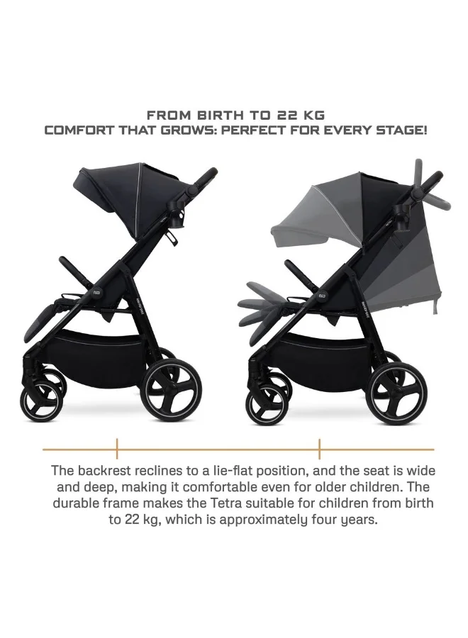neobreez TETRA Ultra-Compact Lightweight Travel All-Terrain Toddler Baby Stroller, Baby Trolley Pushchair Buggy W/Cup Holder, One Hand Fold Deep&Wide Seat, Waterproof UPF 50+ Canopy, 0-4yrs,  22kg, 3yrs Warranty