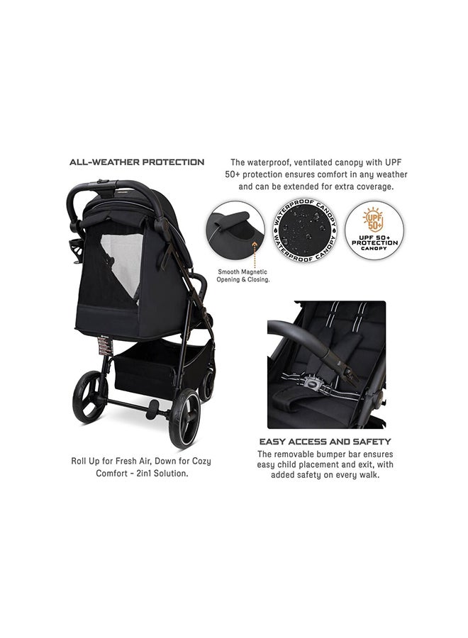 نيوبريز عربة أطفال رباعية الاتجاهات خفيفة الوزن للسفر، عربة أطفال بعربة أطفال مع حامل أكواب، مقعد عميق وواسع قابل للطي بيد واحدة، مظلة مقاومة للماء بعامل حماية من الأشعة فوق البنفسجية +، ضمان  سنوات - Image 5