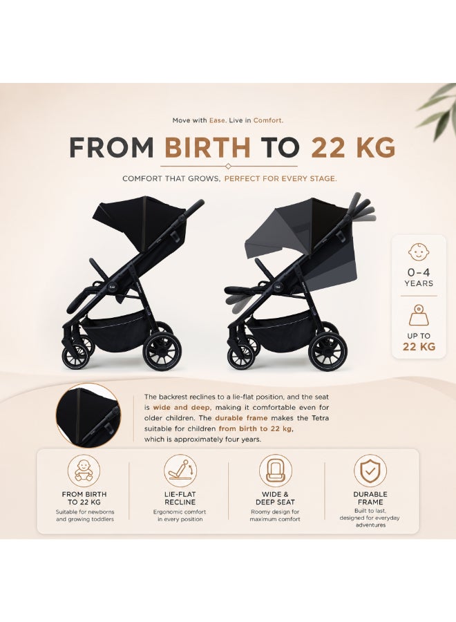neobreez TETRA Ultra-Compact Lightweight Travel All-Terrain Toddler Baby Stroller, Baby Trolley Pushchair Buggy W/Cup Holder, One Hand Fold Deep&Wide Seat, Waterproof UPF 50+ Canopy, 0-4yrs,  22kg, 3yrs Warranty - Image 4